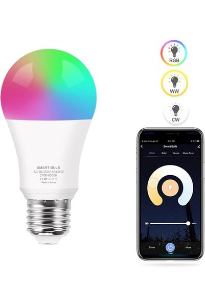 UANDME مصباح ذكي من يواند هوم يعمل بالواي فاي/البلوتوث، مصباح ليد E27 RGB، مص...