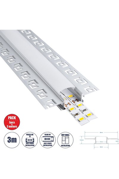 GloboStar® GloboStar ALP-Plasterin Εντοιχιζόμενο Προφίλ Αλουμινίου για Γύψο, ...