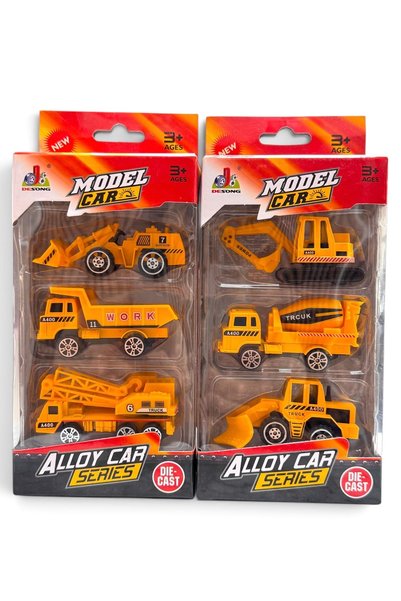 tmtoysandmore Dredger Sand Truck Crane Concrete Truck 6-Piece Metal Mini Construction Set Kids Engineering