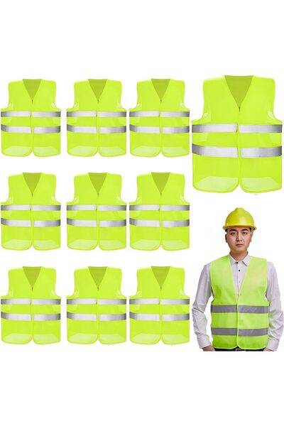 Generic Safety Vests 10 Packs Reflective High Vis Construction Vest Yellow Re...