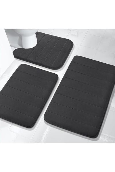 Generic 3 Pieces Bathroom Toilet Carpet Mat,Coral Velvet Memory Foam Bath Mat...