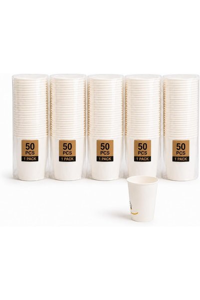 Generic عبوة تحتوي على 250 كوب ورقي فاخر سعة 9 أونصات، أكواب قهوة ورقية للاست...