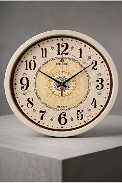 ESSEN DESİGN Vintage Etnik Mandala Desenli Dekoratif Duvar Saati - Salon Mutf...