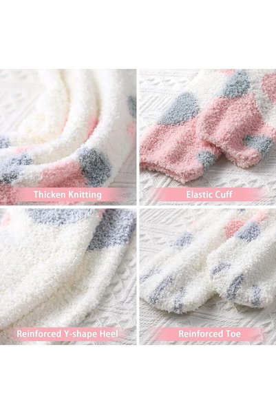 KASTWAVE Fuzzy Socks for Women, Warm Fluffy Cat Slipper Socks, Soft Winter Sleeping Home Socks with Cute Anim
