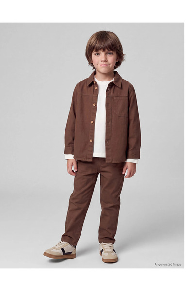 LC Waikiki Lcw Kids Brown Gabardine Boys' 3-Piece Set