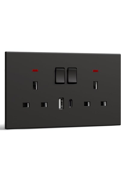Generic مقبس حائط مزدوج التبديل، منفذ طاقة كهربائي مع منافذ شحن USB C و USB A...