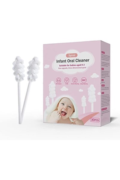 Generic 30 قطعة من منظفات لسان الأطفال، مسحات قطنية للأطفال، منظفات اللثة بمق...
