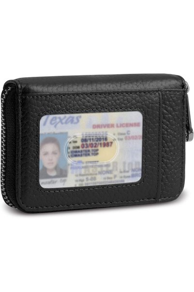 Generic Holder, Leather Wallet Zipper Leather Case Purse RFID Blocking, Mini ...