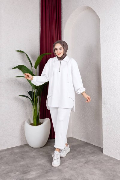 MODAMÜNASİP Premium Oysho Comfortable and Stylish Two-Piece Set with Fabric Trousers