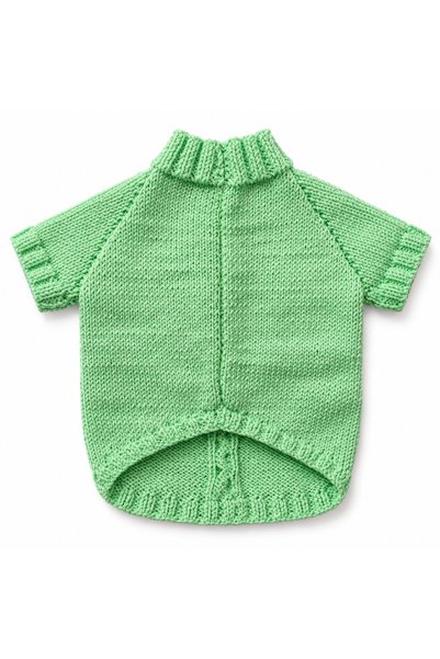 casa nexa Hand Knitted Dog Sweater in Aqua Green – High-Necked, Twisted Detail, Short Sleeve Pet Clothing, 100% Cotton