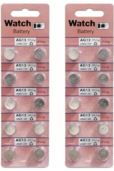 Generic بطارية زر قلوية AG13 LR44 A76 بجهد 1.5 فولت، عبوة من 20 قطعة، تدوم طو...