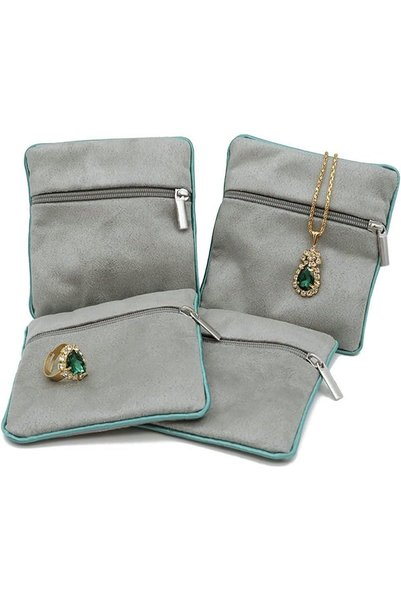 Generic 4 Piece Padded Velvet Jewelry Pouch with Zipper, Velvet Travel Jewelr...