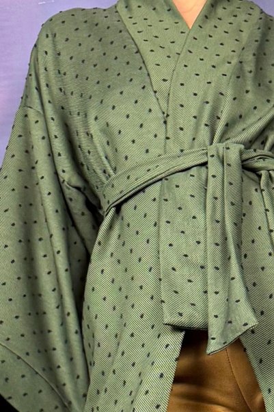 Quincey Green Jacket with Collar Detail
