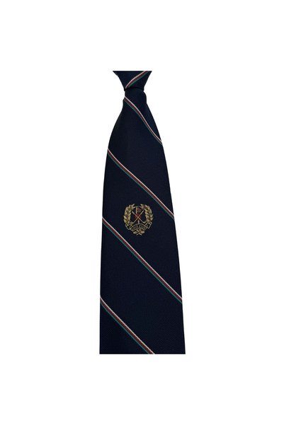 erika Μεταξωτή Γραβάτα Jacquard Golf Club Navy Μπλε με Ρίγες & Έμβλημα 8 εκ.