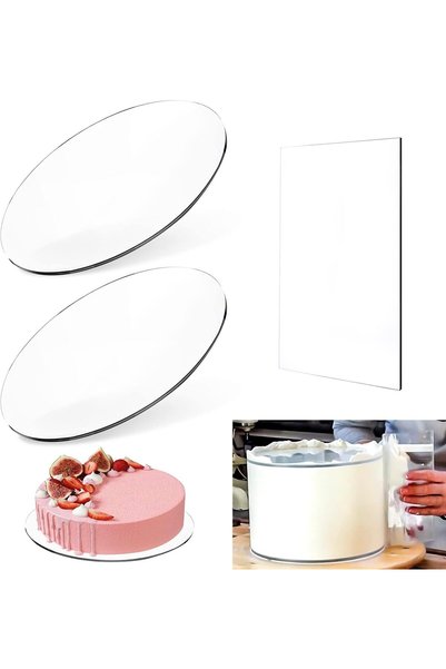 Generic قطعتان من أطباق الكيك المستديرة، قاعدة كيك من الأكريليك، أطباق كيك شف...