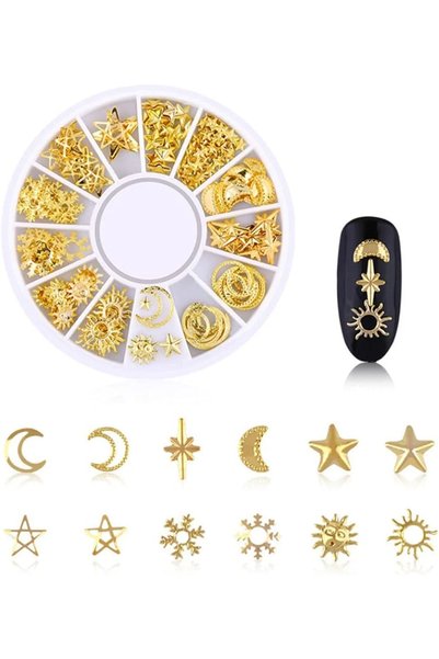 Akali Gold Nail Art Taş Seti – Altın Renkli Tırnak Süsleme Aksesuarları