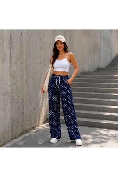 ROSE DAWSON Women's New Season Comfortable Cut Polka Dot Modal Trousers with ...