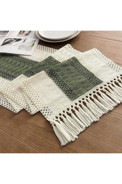 Generic Boho Table Runner with Tassels Home Decor, Farmhouse Rustic Cotton an...