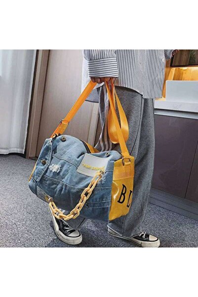 ARDSU Denim and Leather Shoulder Bag