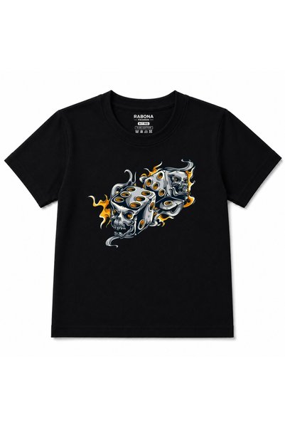 Rabona Fashion Roll Mortal – Tricou Grafic pentru Copii cu Craniu în Flăcări ...