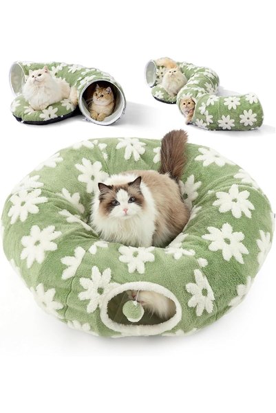 Generic Cat Tunnel Bed for Indoor Cats - Cute Cat Donut Tunnel Toys with Wash...