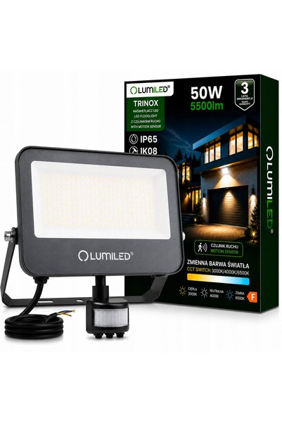 Lumiled Proiector LED cu halogen 50 W, CCT, IP65, cu reflector și senzor de m...