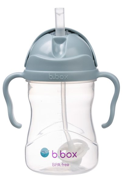 b.box Sticlă de apă pentru copii - cană anti-vărsare cu pai, 240 ml, albastru