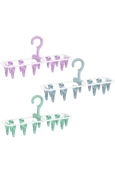Generic Folding Portable Laundry Hanger 3 Pack 12 Clips Laundry Drying Rack U...
