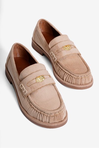 Mubiano Loafer de damă din piele întoarsă, cu detaliu elastic și accesorii au...