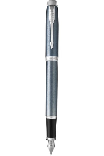 Parker قلم حبر IM، طلاء أسود مع حواف من الكروم، رأس رفيع مع خرطوشة حبر زرقاء ...