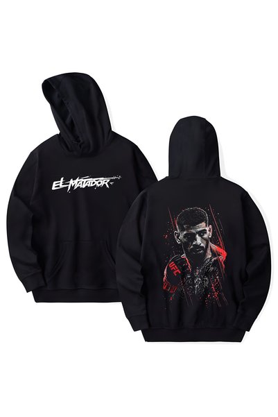 STİL-X Ilia Topuria Printed Cotton Long Sleeve 3 Thread Hooded Sweatshirt