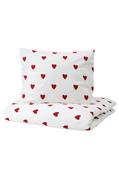 IKEA طقم سرير للأطفال من BARNDRÖM، أبيض-أحمر، 150x200/50x60 سم