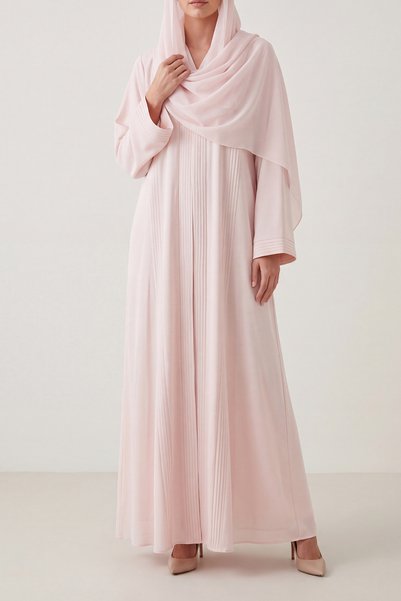 Veil by Aisha Baby Pink Ella Crepe Abaya with Side Pockets