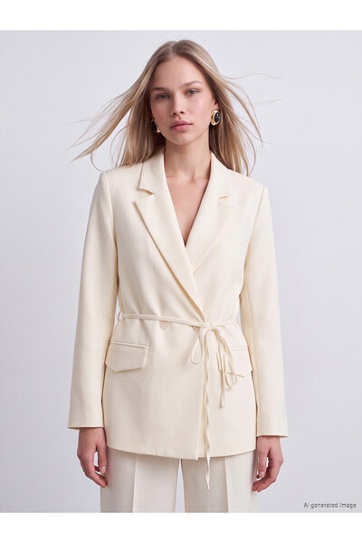 LC Waikiki Jachetă blazer pentru femei, cu guler Roba, cu două rânduri de nas...