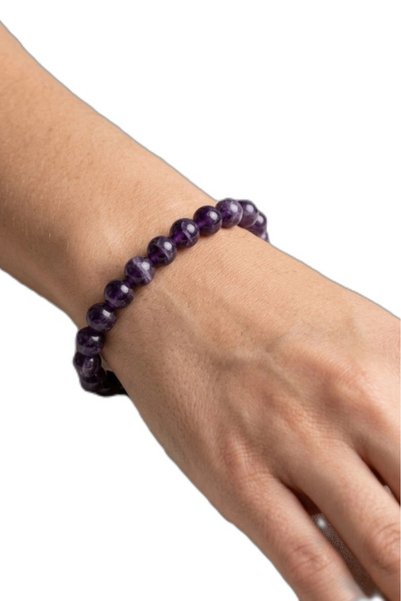 Pozitif Doğal Taş Dark Purple Amethyst Bracelet 6 mm Sphere Cut 508-3