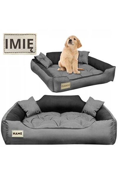 NO BRAND Pat pentru câini Poslańka Canapea Cușcă + Nume M 75x65 cm Negru Gri