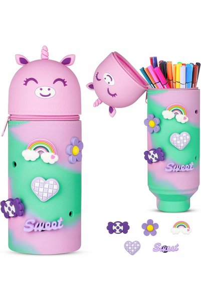 NO BRAND Penar pentru fete din silicon, extensibil, tub telescopic, unicorn