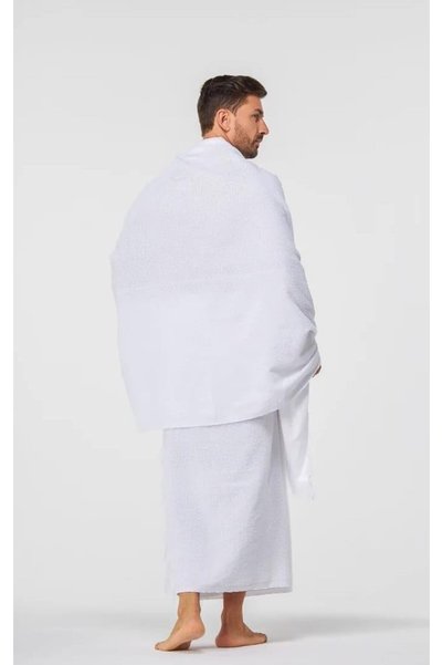 BPA ROYAL AHRAM Mens Hajj Umrah Wearing 100% hygienic Pure Cotton Towel Clothing Set With Waterproof Ahrams Belt ihram ehram 2 Pcs Towels (top, Bottom)45X90 inch New Dry Fast Microfiber Woven Technology.