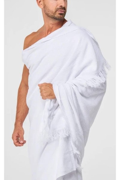 BPA ROYAL AHRAM Mens Hajj Umrah Wearing 100% hygienic Pure Cotton Towel Clothing Set With Waterproof Ahrams Belt ihram ehram 2 Pcs Towels (top, Bottom)45X90 inch New Dry Fast Microfiber Woven Technology.