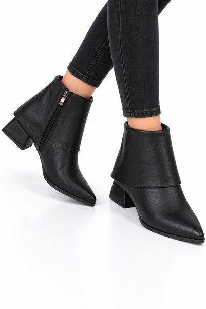 Jagulep Cizme cu toc pentru femei, rezistente la frig (4 cm) NEGRU