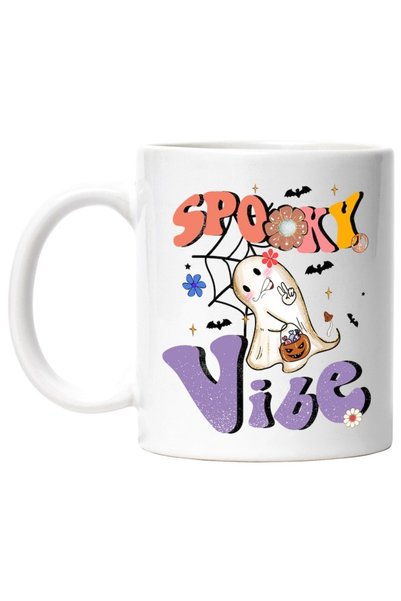 INOVATIX Personalized white mug, Spooky vibe, Halloween, holiday, October, em...