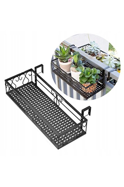 NO BRAND DONICA Raft metalic pentru balcon, Negru Mat, 60cm