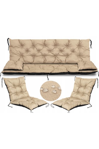 NO BRAND Perne pentru bancă de grădină 150x60x50 cm + 2 perne pentru scaun 50...