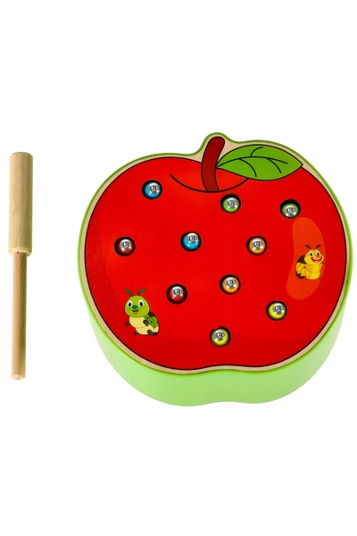 Ikonka KX6529_1 Puzzle magnetic din lemn cu mere