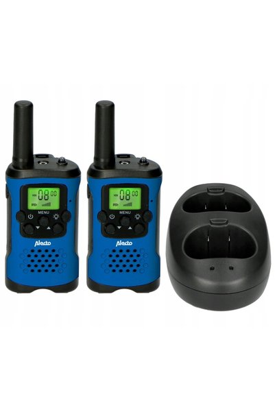 Alecto Walkie Talkie Set de 2, rază de acțiune 7 km, Albastru/Negru