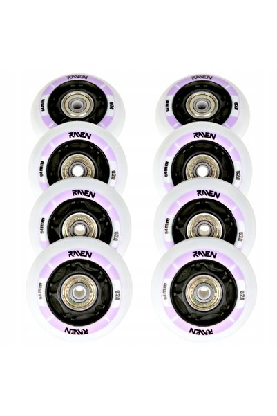 Raven 8x Roți LED Luminoase pentru Role Helixi Negru/Violet 70mm PU Abec-7