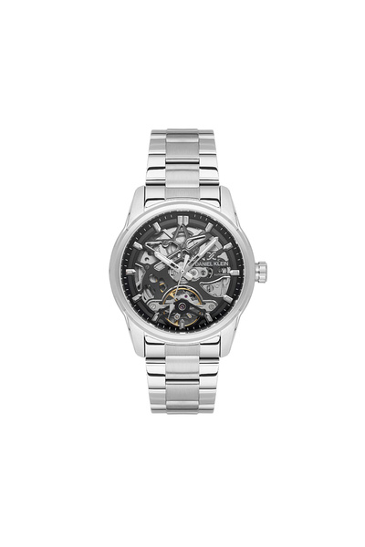 Daniel Klein Skeleton Silver Stainless Steel Automatic Watch for Men DK.1.142...