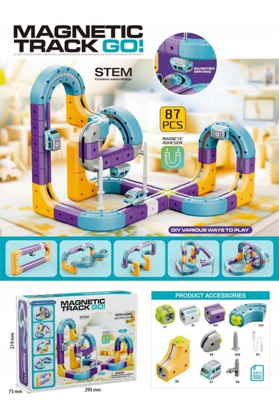 NO BRAND Set de construcție magnetic, mașină de circuit, 87 de piese