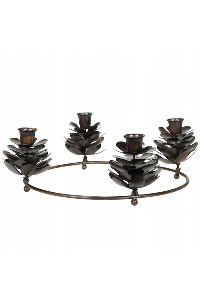 NO BRAND Candelabru cu 4 lumânări, spiralat, din metal bronz, 30cm, stil Loft