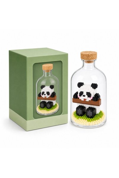 SELEXMO Set de Construit in Sticla, selexmo, Model Panda 4, Jucarie Tip Blocu...